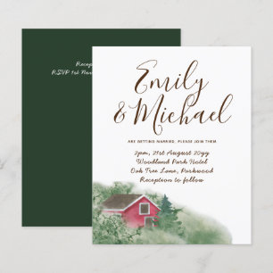 Budget bijtende Cabin in Bossen Wedding Invite