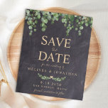 Budget bijtende eucalyptus sparen het Briefkaart D<br><div class="desc">Save the date! Maak je huwelijk bekend met vrienden en familie met dit mooie krijtbord en eucalyptus, die de datumkaarten bewaren. Deze briefkaarten van de budgettrouwuitnodiging moeten als te grote briefkaarten worden gemaild, zodat kunnen de standaardverzendkosten worden gemaakt, maar zij hebben geen envelop of een retouradreslabel nodig. Personaliseer met namen,...</div>