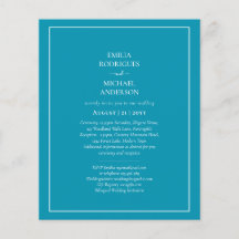 BUDGET Bilingual Bondi Blue Wedding Boda Invite