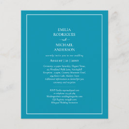 BUDGET Bilingual Bondi Blue Wedding Boda Invite Flyer