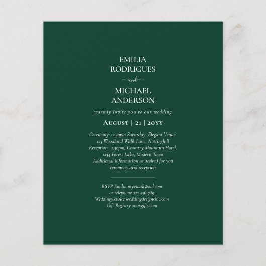BUDGET Bilingual Double Sided Wedding Boda Green Flyer (Achterkant)