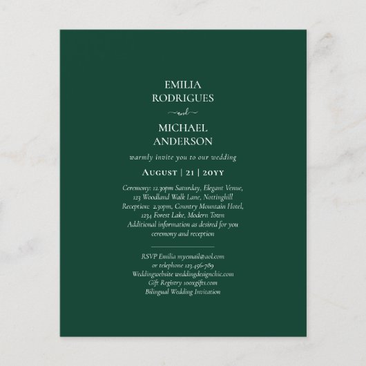 BUDGET Bilingual Double Sided Wedding Boda Green Flyer (Voorkant)