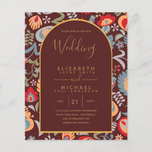 BUDGET Bilingual English Boda Weddenschap Flyer (Voorkant)