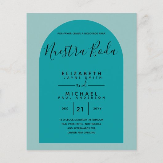 BUDGET Bilingual Spain Boda English Weddenschap (Achterkant)