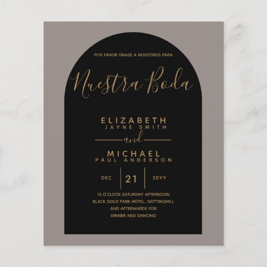 BUDGET Bilingual Spain Boda English Weddenschap Flyer (Achterkant)