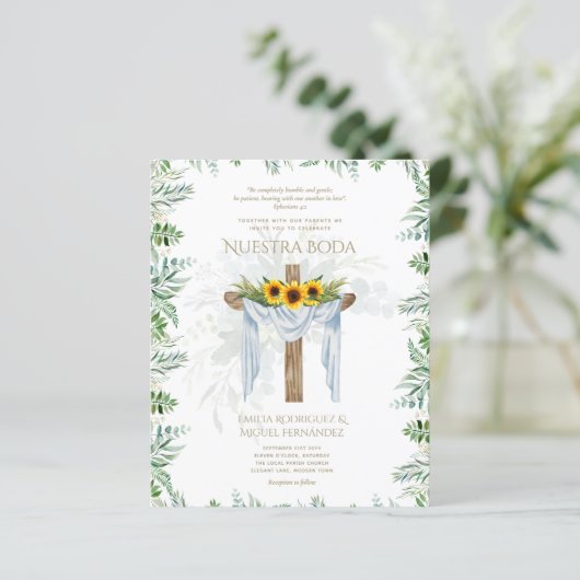 BUDGET Bilinguale Katholieke Trouw Uitnodiging (Staand voorkant)