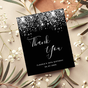 Budget Birthday Black Silver Glitter bedankt