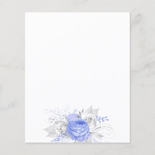 Budget Birthday blue florals Silver-uitnodiging (Achterkant)