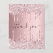 BUDGET Birthday blush roze glitter druppels bedank (Voorkant)