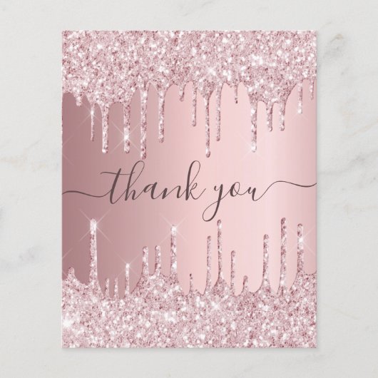 BUDGET Birthday blush roze glitter druppels bedank (Voorkant)