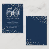 Budget Birthday Confetti Silver Navy Invite Notitiekaartje (Voorkant / Achterkant)