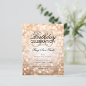 Budget Birthday Copper Sparkle Licht Invite (Staand voorkant)