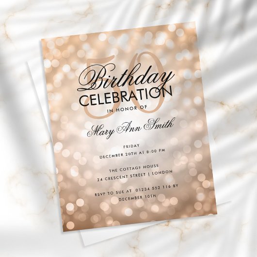 Budget Birthday Copper Sparkle Licht Invite