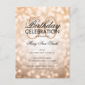 Budget Birthday Copper Sparkle Light Invite Briefkaart (Voorkant)