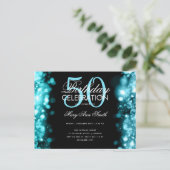 Budget Birthday Elegant Blauwgroen Lichten uitnodi Briefkaart (Staand voorkant)