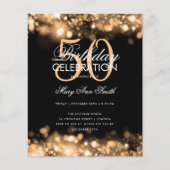 Budget Birthday Elegant Gold Glam Licht Invite (Voorkant)