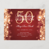 Budget Birthday Elegant Gold Red Licht Invite Briefkaart (Voorkant)