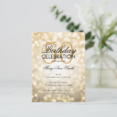 Budget Birthday Elegant Gold Sparkle Licht Invite Briefkaart (Staand voorkant)