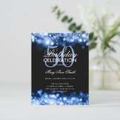 Budget Birthday Elegant Navy Blue Lights Invite (Staand voorkant)