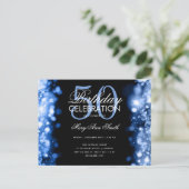 Budget Birthday Elegant Navy Blue Lights Invite Briefkaart (Staand voorkant)
