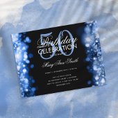 Budget Birthday Elegant Navy Blue Lights Invite Briefkaart