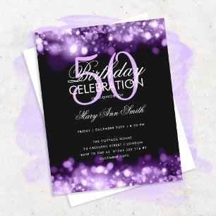 Budget Birthday Elegant Paarse Licht Invite