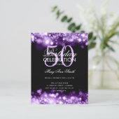 Budget Birthday Elegant Paarse Licht Invite (Staand voorkant)