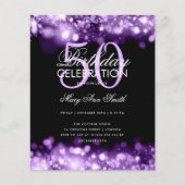 Budget Birthday Elegant Paarse Licht Invite (Voorkant)