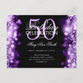 Budget Birthday Elegant Paarse Licht Invite Briefkaart (Voorkant)