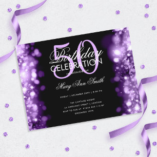 Budget Birthday Elegant Paarse Licht Invite Briefkaart