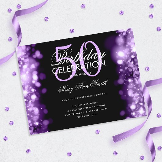 Budget Birthday Elegant Paarse Licht Invite Briefkaart