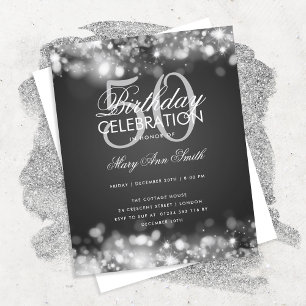 Budget Birthday Elegant Silver Licht Invite