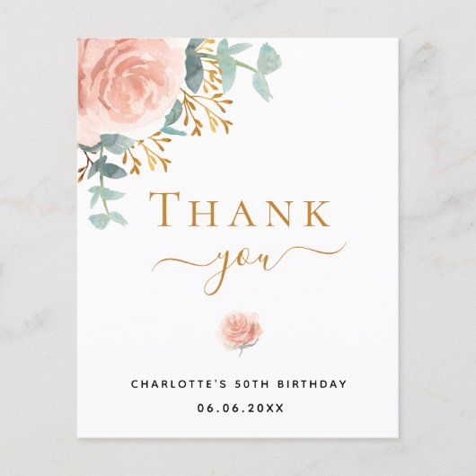 BUDGET Birthday florale eucalyptus - dank u wel! (Voorkant)