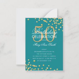 Budget Birthday Glitter Confetti Gold Blauwgroen u Notitiekaartje