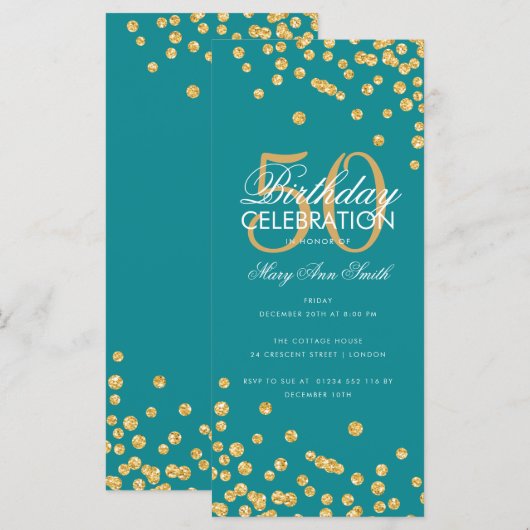 Budget Birthday Glitter Confetti Gold en Blauwgroe (Voorkant / Achterkant)