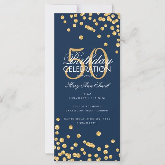 Budget Birthday Glitter Confetti Gold & marine (Voorkant)