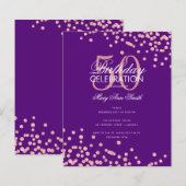 Budget Birthday Glitter Confetti Roos Gold Paars (Voorkant / Achterkant)