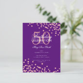 Budget Birthday Glitter Confetti Roos Gold Paars Briefkaart (Staand voorkant)