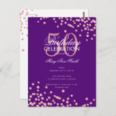 Budget Birthday Glitter Confetti Roos Gold Paars Briefkaart (Voorkant / Achterkant)