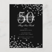 Budget Birthday Glitter Confetti Silver Black Briefkaart (Voorkant)