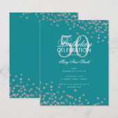 Budget Birthday Glitter Confetti Silver Blauwgroen (Voorkant / Achterkant)