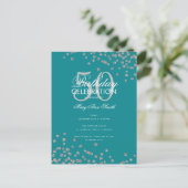 Budget Birthday Glitter Confetti Silver Blauwgroen Briefkaart (Staand voorkant)