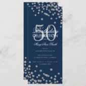 Budget Birthday Glitter Confetti Silver & Navy (Voorkant / Achterkant)