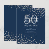 Budget Birthday Glitter Confetti Silver Navy (Voorkant / Achterkant)