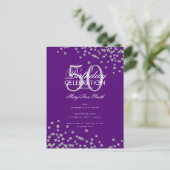 Budget Birthday Glitter Confetti Silver Paars Briefkaart (Staand voorkant)