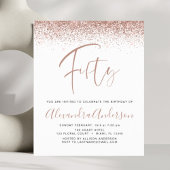 Budget Birthday Glitter Roos Gold Uitnodiging