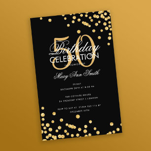 Budget Birthday Gold Glitter Confetti Black Flyer