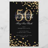 Budget Birthday Gold Glitter Confetti Black Flyer (Voorkant)