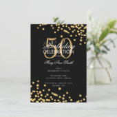 Budget Birthday Gold Glitter Confetti Black Kaart (Staand voorkant)