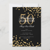 Budget Birthday Gold Glitter Confetti Black Kaart (Voorkant)